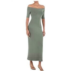 NEW ANEMOS carolyn off-the-shoulder jersey midi dress in sage